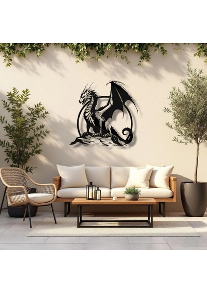 Ejderha Figürlü Metal Duvar Dekoru – Fantastik ve Güçlü Tasarım