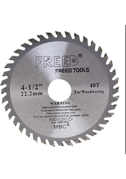 Tct Daire Testere Diski, 115 Mm, 40 Diş, 22.2 mm Delik Çapı, 1055 Karbon Çelik, Krom Vanadyum Yüzeyli, Parlatılmış ve Kaplamalı, Ağaç ve Sunta Için, Kesim Bıçağı modelleri