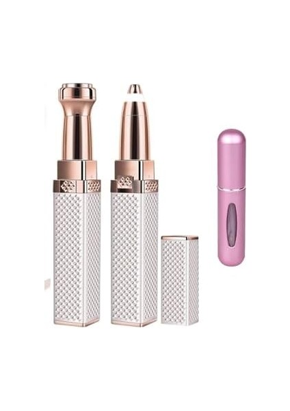 Luxury 2 Başlıklı Şarjlı Işıklı Kaş Bıyık Tüy Alma Kadın Epilasyon Aleti ve Mini Parfüm Şişesi fiyatları