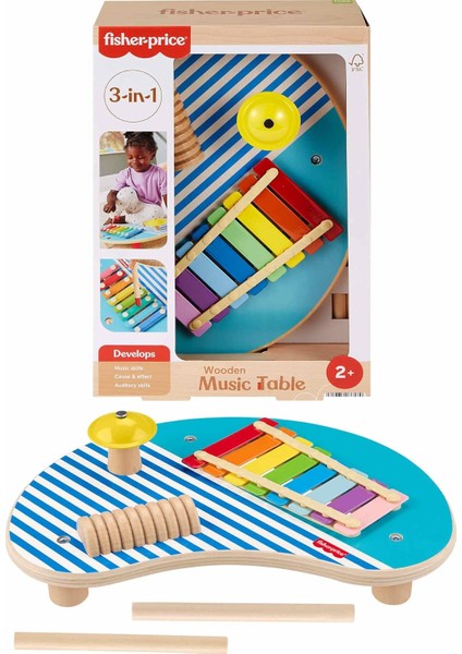 Ahşap Müzik Keyfi 3 Ahşap Parçadan Oluşan Ahşap Müzik Keyfi ve Oyuncak Perküsyon Enstrümanları HXT91