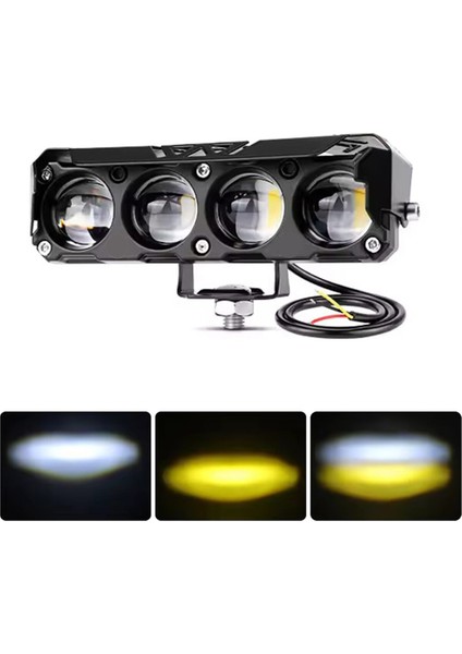 4 Ledli Beyaz-Sarı Delici LED Sis Farı Off Road Kamyon Tır Forklift 12-24V Uyumlu (1 Adet)