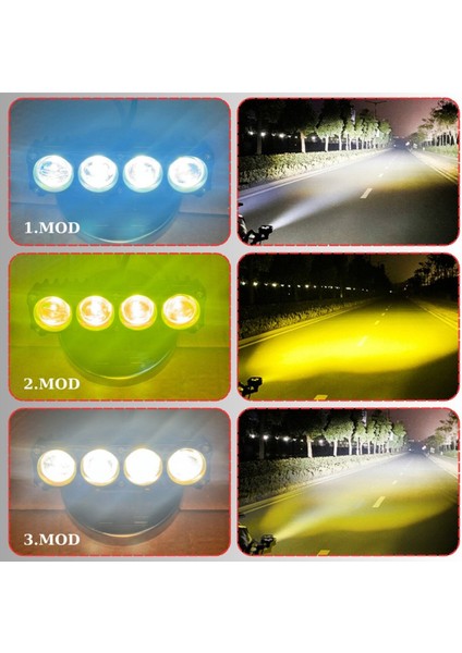 4 Ledli Beyaz-Sarı Delici LED Sis Farı Off Road Kamyon Tır Forklift 12-24V Uyumlu (1 Adet) modelleri