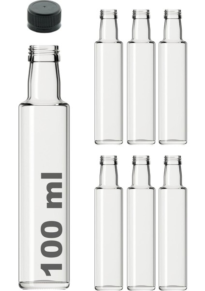 Dorika Şeffaf 100 ml Sızdırmaz Kapaklı Boş Cam Şişe 6 Adet