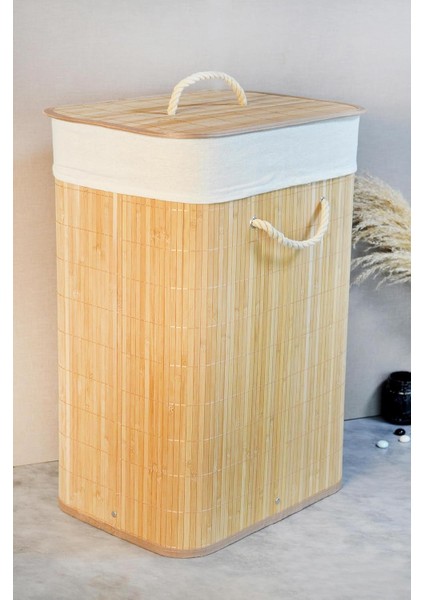 Premium Serisi Içi Kumaşlı Diktörtgen Kapaklı Kirli Sepeti