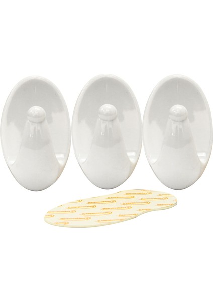 61316 3pc Removable Adhesive Plastic Hook,