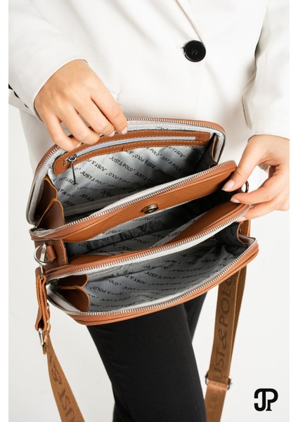 Orijinal Just Polo Collection 5 Bölmeli Lüks Yumuşak Deri Ayarlanabilir Çapraz Askılı Omuz Çantası indirimleri