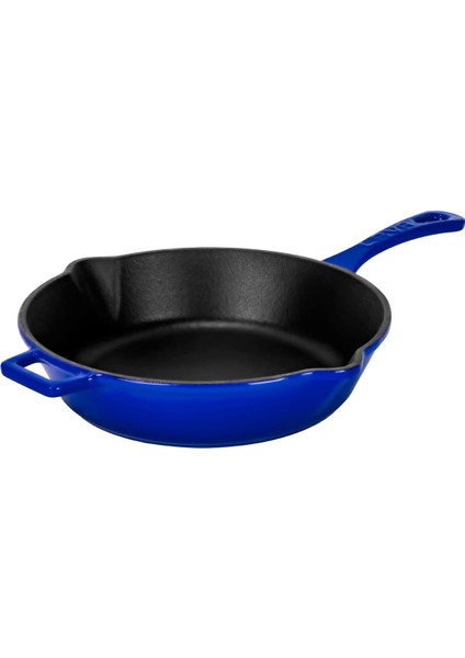 Döküm Yuvarlak Kızartma Tavası Döküm Demir Yekpare Saplı. ÇAP(Ø)24CM - Mavi