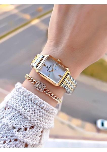 Çelik Kordonlu 2 Yıl Garantili 3 Atm Suya Dayanıklı Kadın Kol Saati+Bileklik BD.13785.4 fiyatları