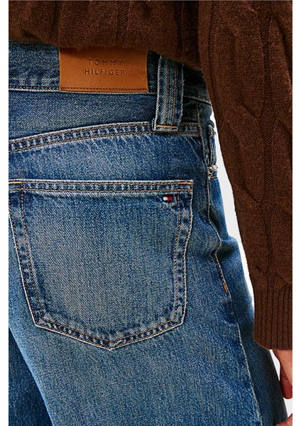 Pamuklu Wide Leg Yüksek Bel Geniş Paça Jeans Bayan Kot Pantolon WW0WW46731 1A5 fırsatları