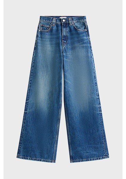 Pamuklu Wide Leg Yüksek Bel Geniş Paça Jeans Bayan Kot Pantolon WW0WW46731 1A5 indirimleri