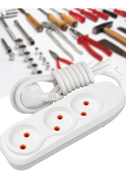 3lü Üçlü 5 Metre Uzatma Kablolu Anahtarsız Topraklı Priz Uzatma Kablosu