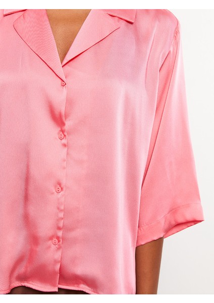 Yeni Sezon Önden Düğme Kapamalı Düz Saten Kadın Gömlek fırsatları