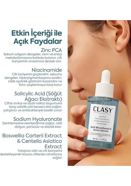 Clasycare Niacinamide Akne Karşıtı Serum – Gözenek Sıkılaştırıcı, Yağ Dengesi ve Cilt Aydınlatıcı Serum – Siyah Nokta ve Leke Karşıtı Yüz Serumu, 50 ml fiyatları