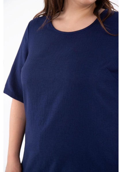 Kadın 333931 Keten Yanı Yırtmaçlı Bluz Lacivert fiyatları