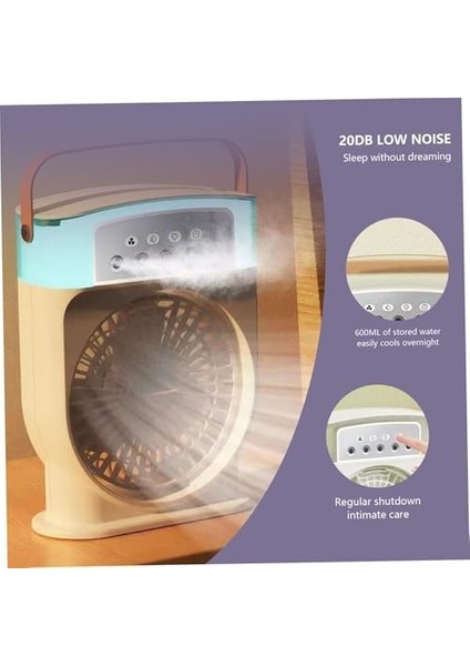 Fanı 3 Hızlı Rüzgarlı Taşınabilir Ac Sessiz Sis Fanı USB Şarj Edilebilir Küçük Taşınabilir Klima 600ML Hava Soğutucu Fanı, 7 Gece Lambalı 1/2/3 H Zamanlayıcı Stili 2, Hava Soğutucu Fanı modelleri