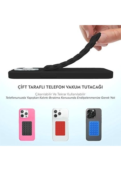 Telefon Arkasına Yapışan Silikon Vantuzlu Telefon Kılıfı Tutucu Araç Telefon Tutucu Ahtapot Vakumlu Telefon Tutucu (Siyah (Çift Taraflı)) fiyatları