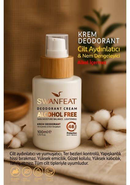 Krem Deodorant Alkolsüz Ter Kokusu Önleyici Aydınlatıcı Unisex 48 Saat Etkili 100 ml