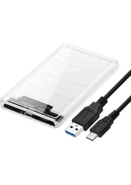 2.5 Sata Type C USB 3.1 USB 3.0 Şeffaf Harici SSD HDD Hard Disk Kutusu 4389