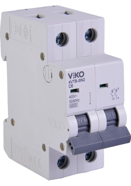 4VTB-2C06 Otomatik Sigorta 4,5ka C Tipi 2 Kutup 06A