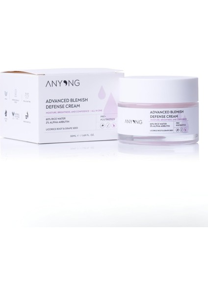 Anyong Geliştirilmiş Leke Karşıtı, Aydınlatıcı, Nemlendirici Krem 50 ml (%60 Pirinç Suyu &%2 Alfa Arbutin)