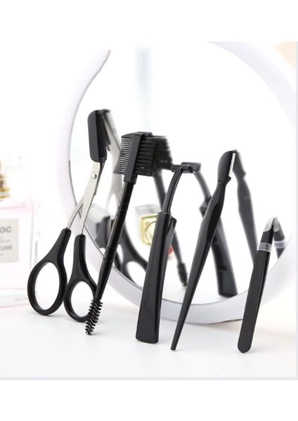 Gaman 5ın1 Kaş ve Kirpik Bakım Seti - Kaş Makası, Cımbızı, Tarağı, Dikey ve Yatay Usturası modelleri