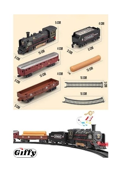 Parça Sesli ve Işıklı Eski Model Tren Seti Tren Işıklı 103 cm Tren fiyatları