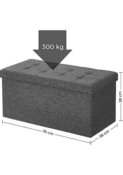 Saklama Alanlı Tabure Oturma Bankı Katlanabilir 2 Kişilik Yük Kapasitesi 300 kg Deri Kırmızı 76 x 38 x 38 cm LSF40R, Koyu Gri, 76 x 38 x 38 cm modelleri