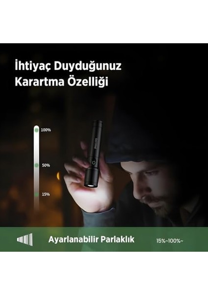 SFL2124 250 Lümen 5W LED El Teleskopik Zoom Sos Modlu Metal Gövdeli Şarj Edilebilir Uzun Menzilli modelleri