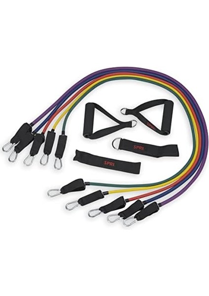Sprı Direnç Bandı Kiti - Direnç Eğitimi Tüm Vücut Tonlaması Için Değiştirilebilir Tüpler - 5 Egzersiz Bandı, Dolgulu Kulplu Ayak Bileği/bilek Kayışı, Kapı Çapası, Egzersiz Kılavuzu, Taşıma Çantası
