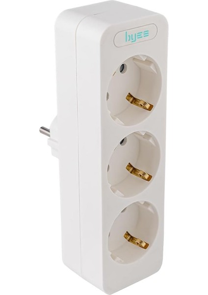 Fişli Üçlü Topraklı Priz, Klemensli, Çocuk Korumalı - Beyaz