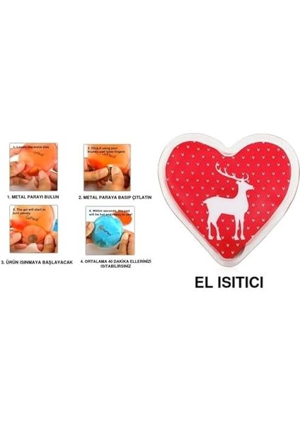 Kalpli Geyikli Cep Sobası,el Isıtıcı,sıcak Su Torbası Pvc 9cm