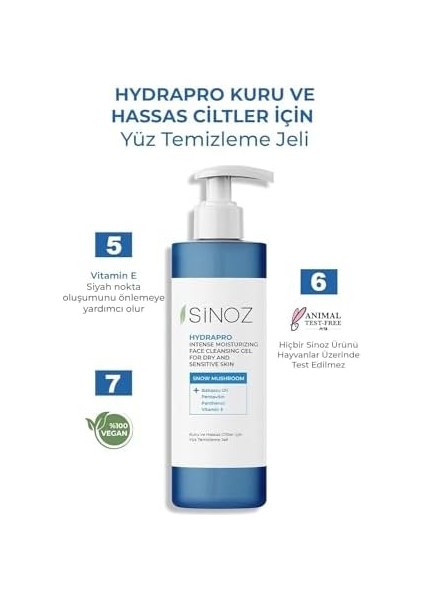 Sinoz Hydrapro Kuru ve Hassas Ciltler Için Yüz Temizleme Jeli 400 ml fiyatları