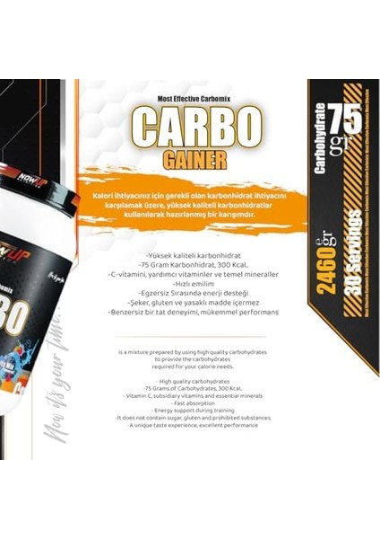 Nowup Nutrıtıon Carbo Gaıner - Saşe - 30X82 gr – Karışık Meyve Aromalı, Kas Yapımı ve Enerji Için Yüksek Performanslı Karbonhidrat Takviyesi - 30 Adet Saşe
