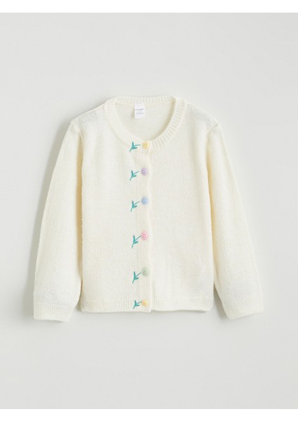 Yeni Sezon Çiçek Nakışlı Kız Çocuk Hırka