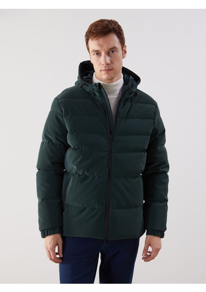 Yeni Sezon Standart Kalıp Kapüşonlu Erkek Şişme Mont
