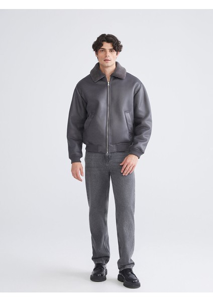 Yeni Sezon Pelüş Yaka Erkek Deri Görünümlü Mont fiyatları