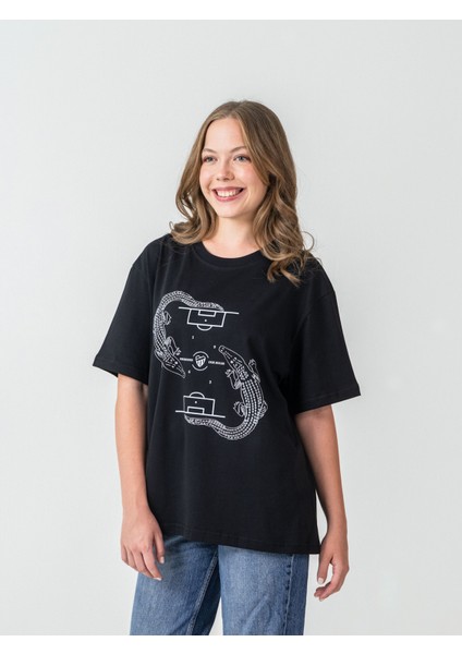 Unisex Erkek/kadın Oversize Bisiklet Yaka %100 Pamuk Timsah Baskılı T-Shirt modelleri