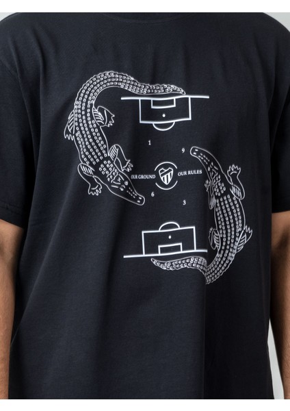 Unisex Erkek/kadın Oversize Bisiklet Yaka %100 Pamuk Timsah Baskılı T-Shirt indirimleri