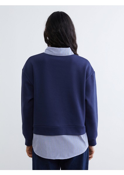 Yeni Sezon Gömlek Yaka Çizgili Kadın Kalın Sweatshirt Tunik fırsatları