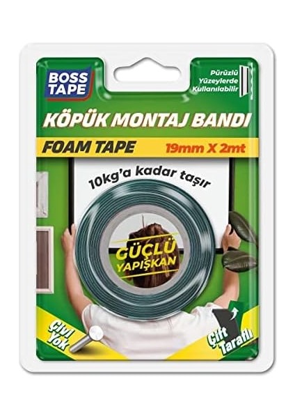Tape 10 kg Köpük Montaj Aksesuar Yapıştırma Bandı 19MMX2MT fiyatları