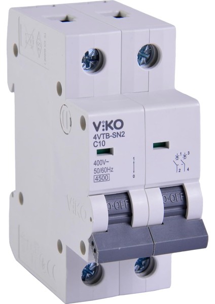 4VTB-2C10 Otomatik Sigorta 4,5ka C Tipi 2 Kutup 10A