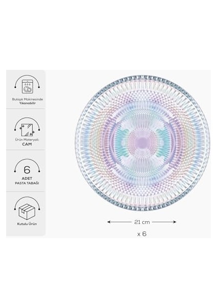 Estela Yeni 21 cm 6 Parça Cam Pasta Seti modelleri
