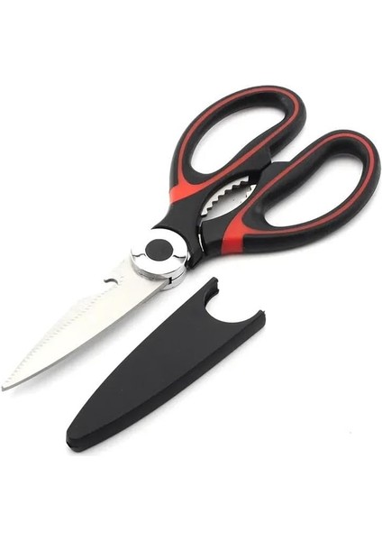 Keskin Mutfak, Çok Amaçlı Paslanmaz Çelik, Tavuk, Balık, Et, Sebzeler, Otlar, Barbekü, Çiçekler, Kuruyemişler Için Mutfak Ağır Hizmet Tipi Çelik (Siyah-Kırmızı)