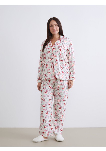 Yeni Sezon Gömlek Yaka Yılbaşı Temalı Kadın Pijama Takımı fiyatları