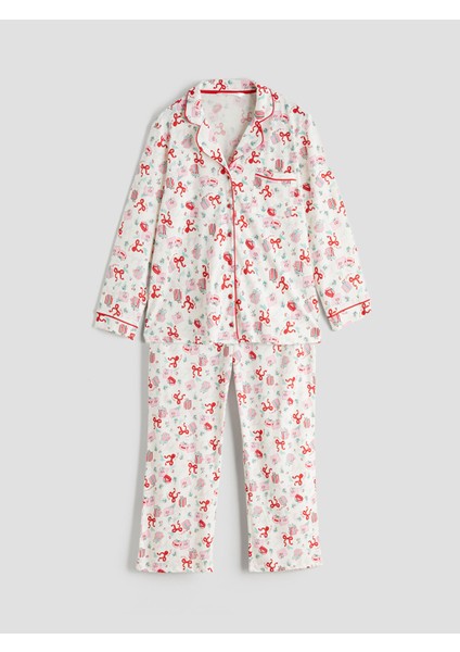 Yeni Sezon Gömlek Yaka Yılbaşı Temalı Kadın Pijama Takımı indirimleri