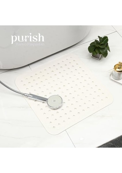 | Duş Için Kaydırmaz Tabanlı, Su Drenajlı, Masaj Noktalı Kare Paspas - Mat Beyaz- 53X53CM modelleri