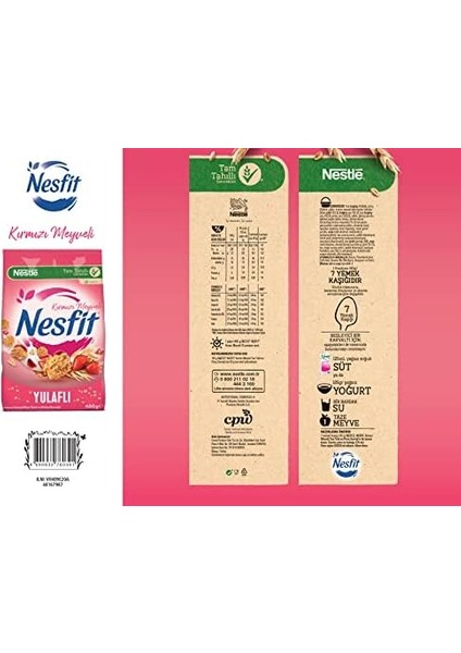 Nestlé Nesfit Kırmızı Meyveli Tam Tahıl ve Pirinç Gevreği, 400 G