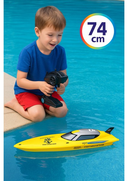 Motorlu USB Şarjlı Uzaktan Kumandalı Yarış Teknesi 74 cm