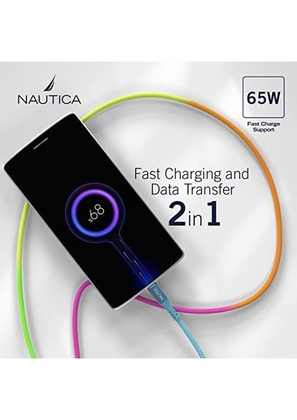 C38 Type-C To Type-C 65W LED Işıklı Şarj ve Data Kablosu 1.2m Çok Renkli modelleri