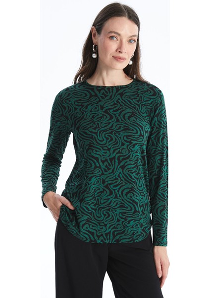 Yeni Sezon Bisiklet Yaka Desenli Kadın Tişört